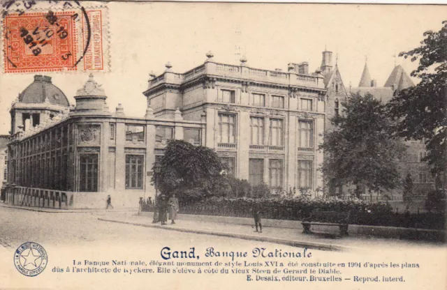 CPA BELGIQUE BELGIUM GAND banque nationale timbrée 1918