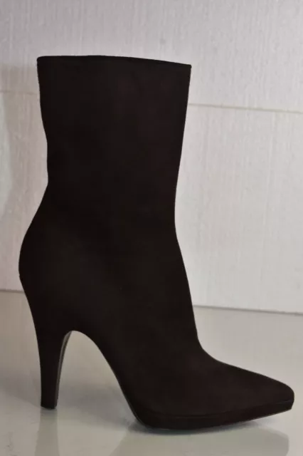 Neuf en Boîte PRADA mi-Mollet Bottes Daim Marron Talon Plateforme Chaussures 40