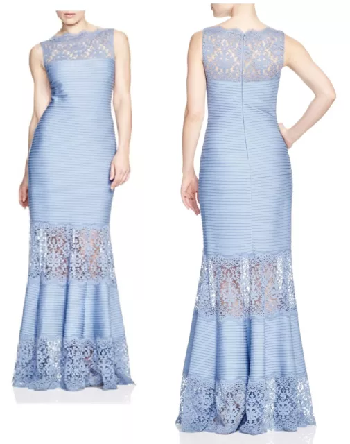 Tadashi Shoji Sky Blue Lace Illusion Mermaid Gown Womens size Large NEW