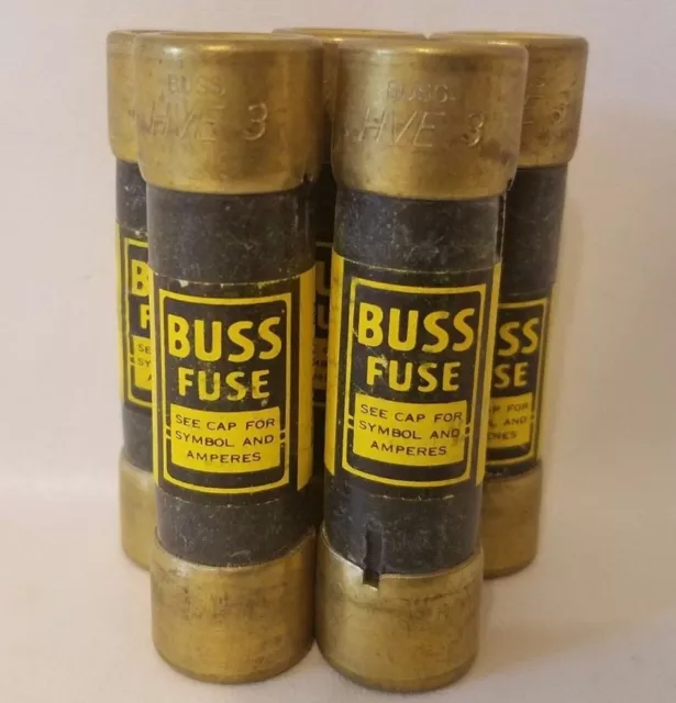 Lot De 5 Buss Cooper Bussmann HVE3 HVE-3 Fusibles