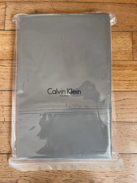 NWT Calvin Klein King FLAT SHEET 'Clay' Double row cord, 100% Cotton    *Rare!