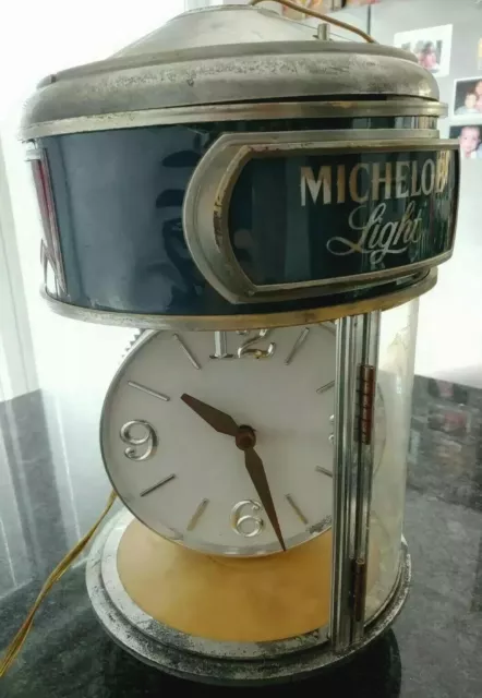 Anheuser Busch Michelob Light Beer Hanging Clock Medallion Bar Light