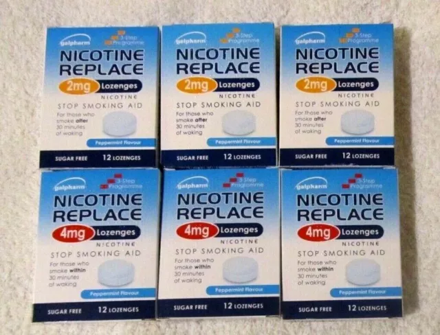 Galpharm Nicotine Replace Mint Lozenges 2mg  & 4mg  3 x 12 = 36  Quick Despatch