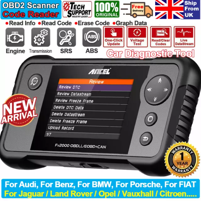 Car ABS SRS Gearbox CHECK ENGINE OBD2 Scanner Fault Code Reader Diagnostic Tool