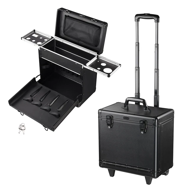 Estuche de tren de maquillaje de cabello de PVC baber salón cortadora de herramientas caja de electrodomésticos negro