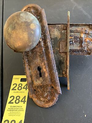 Antique Vintage Victorian Art Deck Brass Sargent Lockset W/Skeleton Key 2