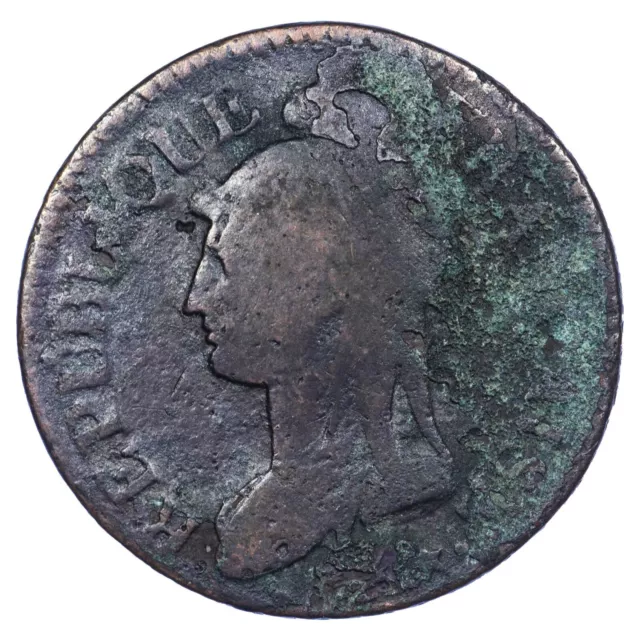 Frankreich 5 centimes L'an 7/5 BB Dupré Münze Revolutionary Kupfer