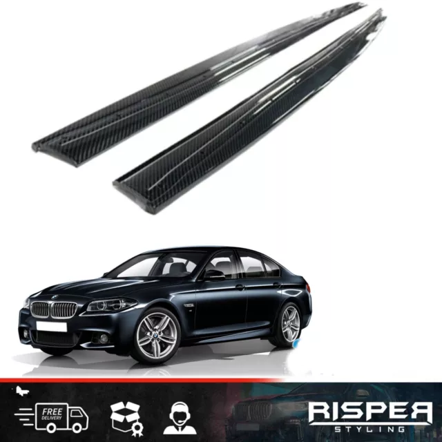 To Fit Bmw 5 Series F10 F18 2010-2017 Side Skirt Extensions In Carbon Look Pair