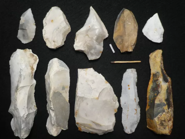 Collection Of Stone Age Flake And Core Artifacts Danish Mesolithic Flint Silex