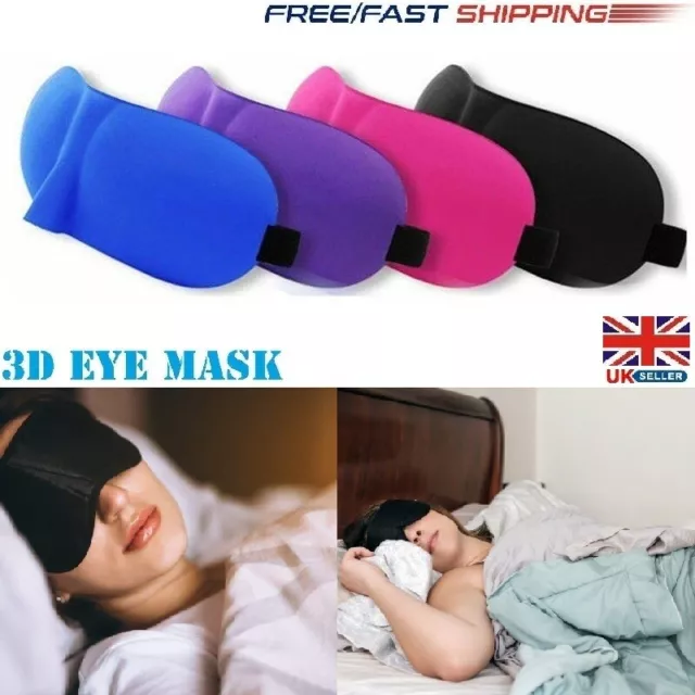 1x,2x,3x,5x 3D Soft Padded Blindfold Eye Mask Travel Rest Sleep Aid Shade Cover