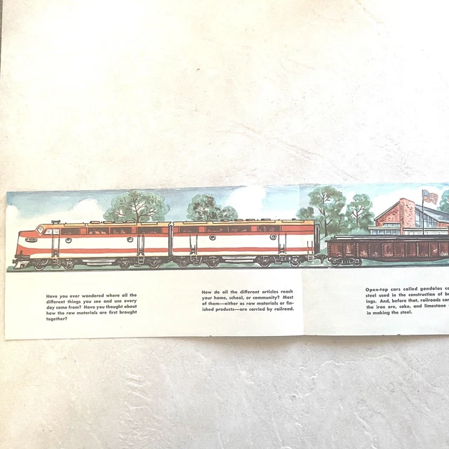 VTG 1940s Railroad Ephemera Children’s Lot - 2 Booklets + 6 Ft Banner/Streamer 8