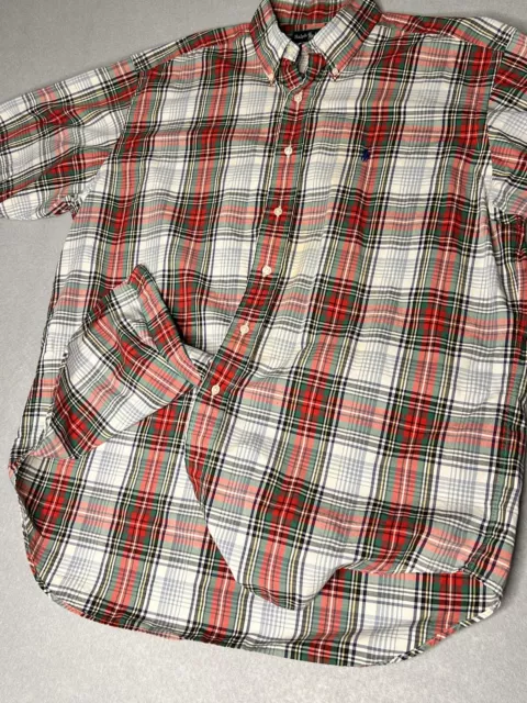 RALPH LAUREN SHIRT Large Plaid Flannel Cotton Button Down Red $24.95 ...