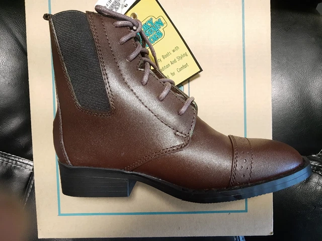 New Smoky Mountain Youth Child Lace Up Paddock Boots BROWN Elastic Horse size 12