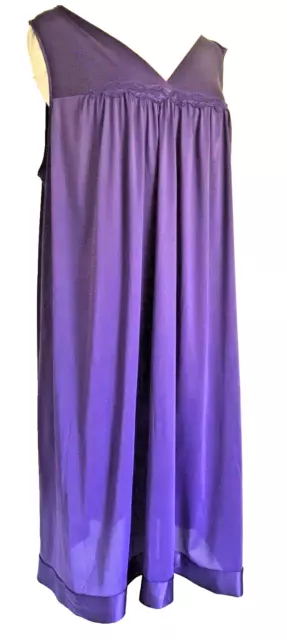 Vintage Vanity Fair Nightgown Peignoir Lingerie Sleep Royal Purple XL Plus