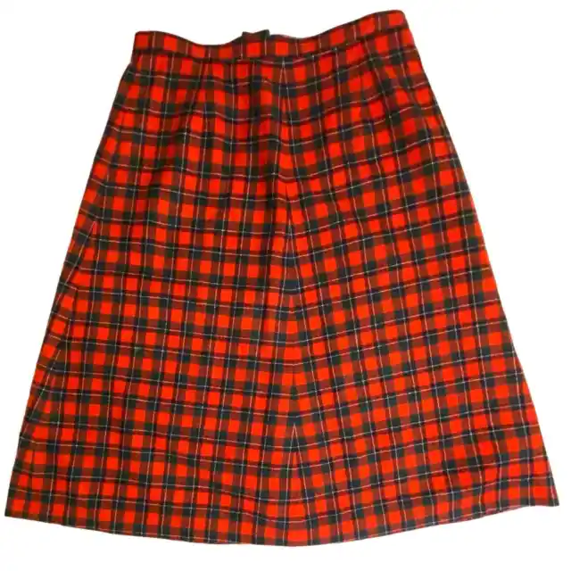 Pendleton Women's Vintage Virgin Wool Red Black Plaid A-Line Midi Skirt Size 16