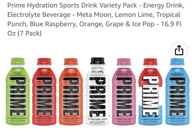 Prime Hydration Sports Drink All 8 Flavors Variety Pack - Energy Drink,  Electrolyte Beverage - Meta Moon, Lemon Lime, Tropical Punch, Blue  Raspberry