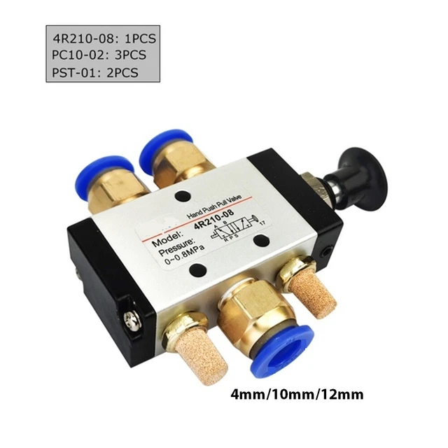 4R210 08 Push Pull Pneumatic Valve Two Position Five Way Size 66 5x35x22mm