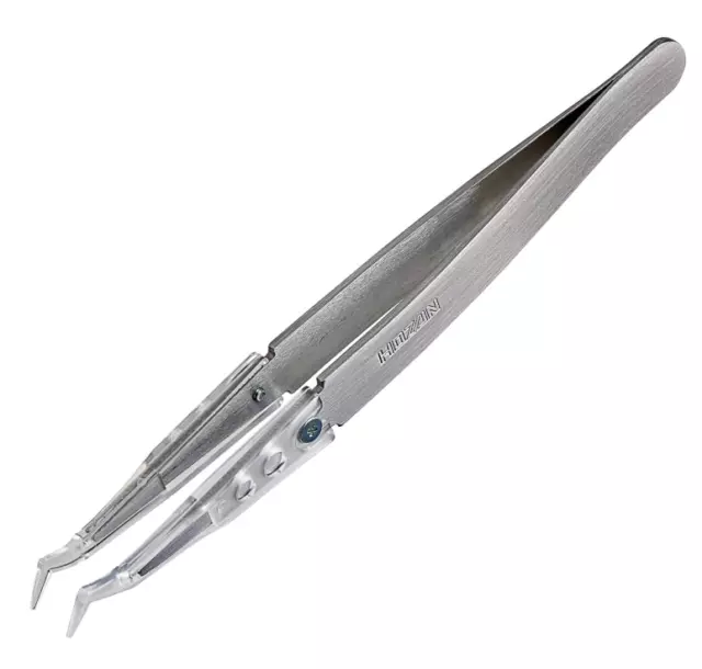 HOZAN Tweezers Non-magnetic P-642-A 125mm Skelton Chip Bent Type Made in Japan