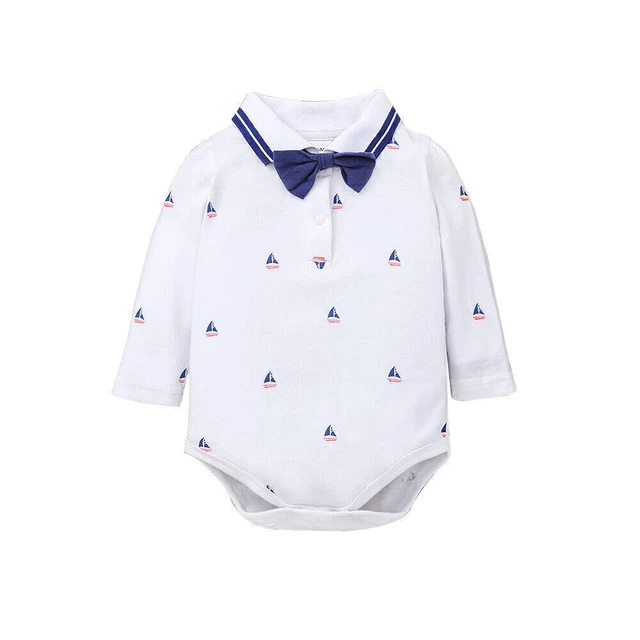 Neugeborenes Baby Jungen Kleidung Print Kragen Trainingsanzug Trägerhosen Outfit 6