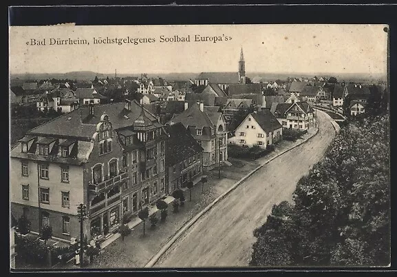 Ansichtskarte Bad Dürrheim, Ortsansicht mit Blick zur Kirche 1913