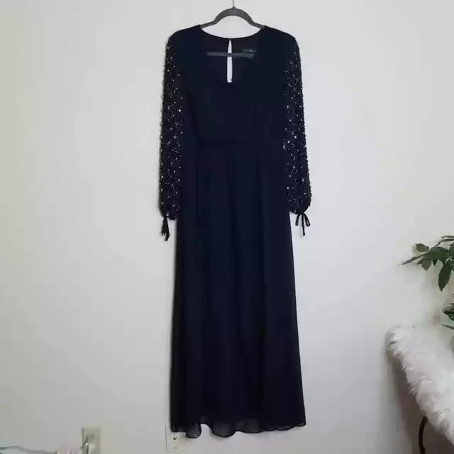 Betsy & Adam Beaded Sleeve Semi-Formal Dress 10P