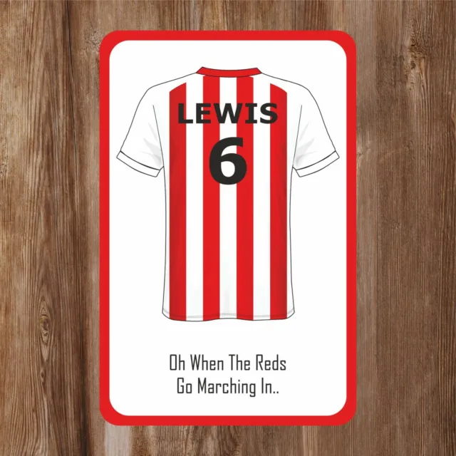 Red and White Striped Football Shirt Kids Bedroom Door Sign Personalised Name