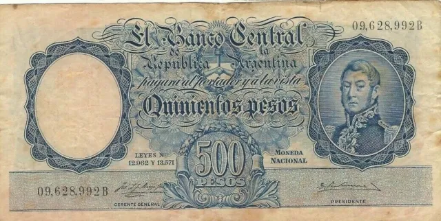 Argentina 500 Pesos (1955-1965) Pick# 274a