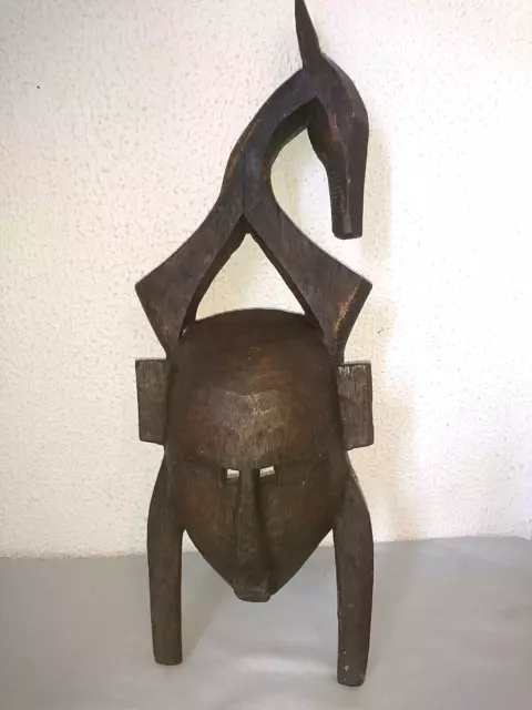 ANCIEN BEAU MASQUE BAMBARA AVEC TETE CHEVAL ART AFRICAIN du MALI debut 1900 bois