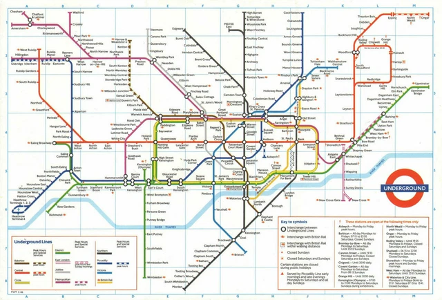 LONDON UNDERGROUND TUBE plan map. Heathrow Terminal 4 complete. 2 1986