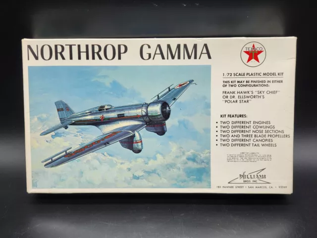 WILLIAMS BROS.  TEXACO NORTHROP GAMMA 1:72 MODELLSATZ Neu OVP Flugzeug Modell