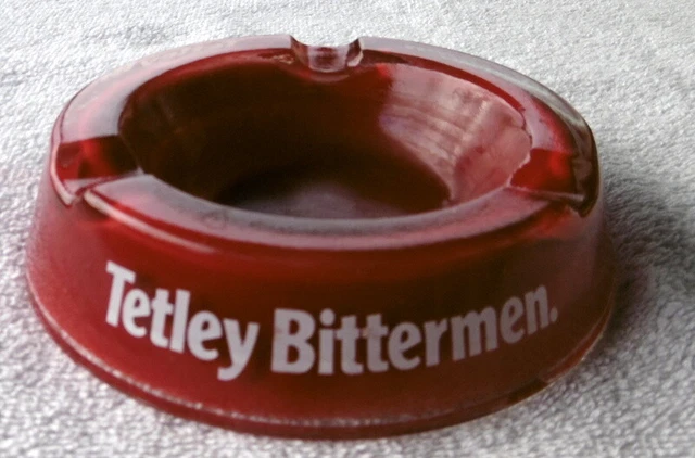 Alter seltener Bier Werbung ASCHENBECHER "Tetley Bittermen" England rund Glas