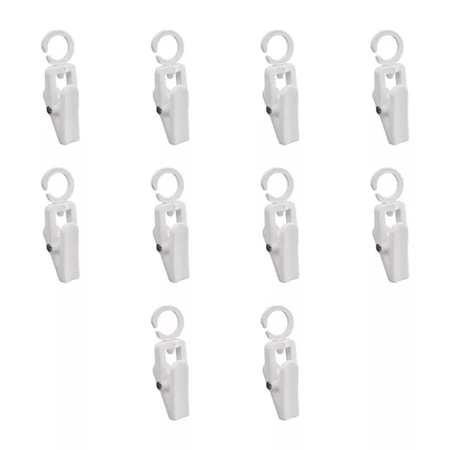 White Plastic LAUNDRY Swivel HOOK CLIPS Clothes Pin Retail Fixture Pack of 10