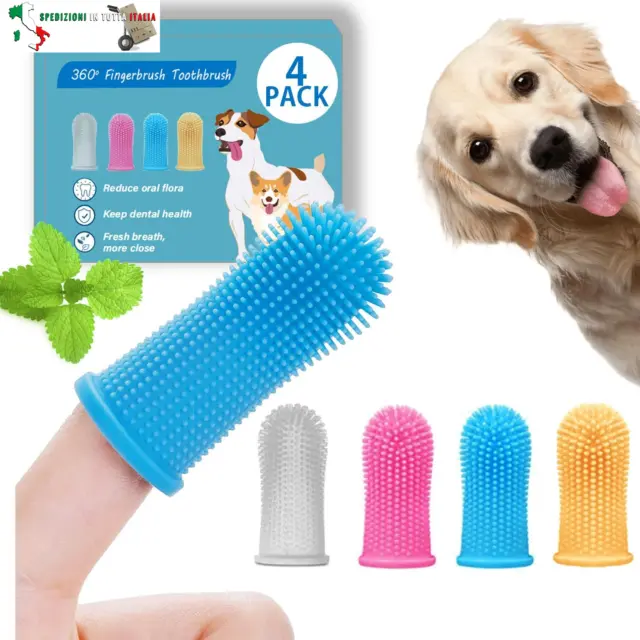 spazzolino cani da denti per cani, kit spazzolino da dito (confezione da 4), den