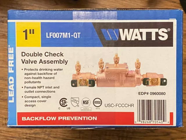 Watts 1" Double Check Valve Assembly LF007M1-QT