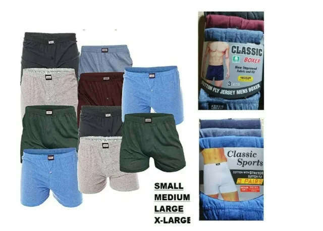 3, 6, 9, 12 Pairs Men's Plain Boxer Shorts Underwear, Classic Cotton Rich Boxers