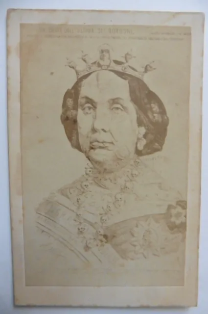 Photo CDV caricature de la Reine Isabelle II d'Espagne Isabella reina de España