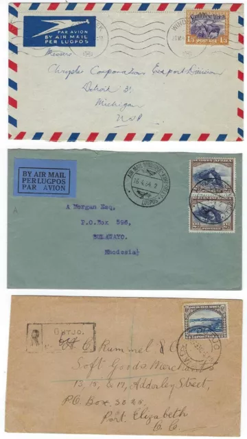 SOUTH WEST AFRICA 1930s COLLECTION OF 7 POSTAL HISTORY COVERS INCLUDING PAIR REG