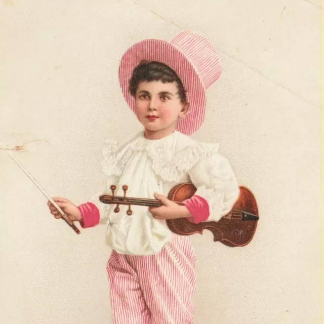 1880s C.D. Kenny Tea & Coffee Dealer Violin Boy Victorian Trade Card