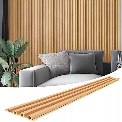 8-Pack 96 x 6in. WPC Acoustic Slat Wall Panel for Modern Interior Decor, TV
