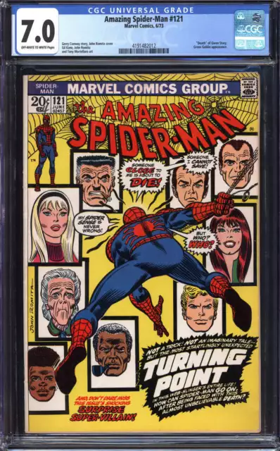 Amazing Spider-Man #121 Cgc 7.0 Ow/Wh Pages // "Death" Of Gwen Stacy 1973