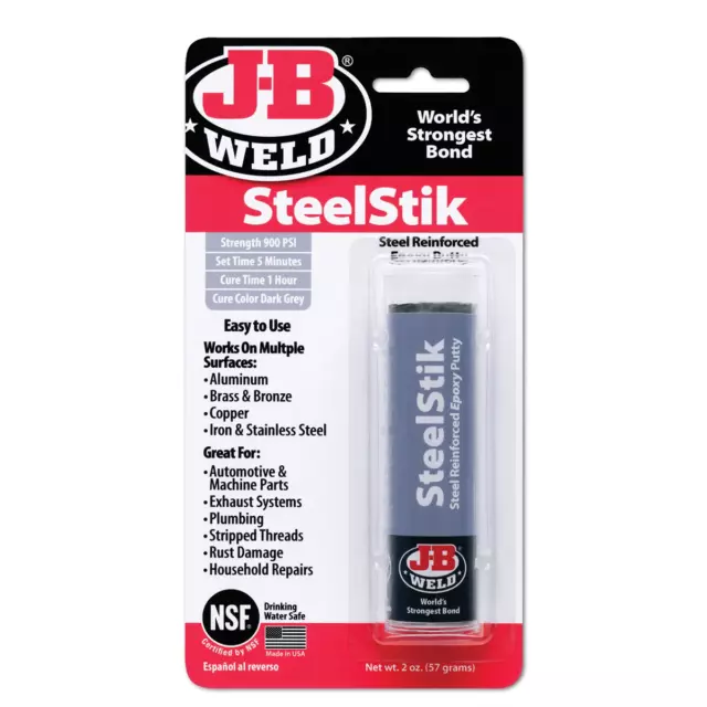 J B Weld 8267-S SteelStIk Reinforced Epoxy  Putty Stick - 2 oz.