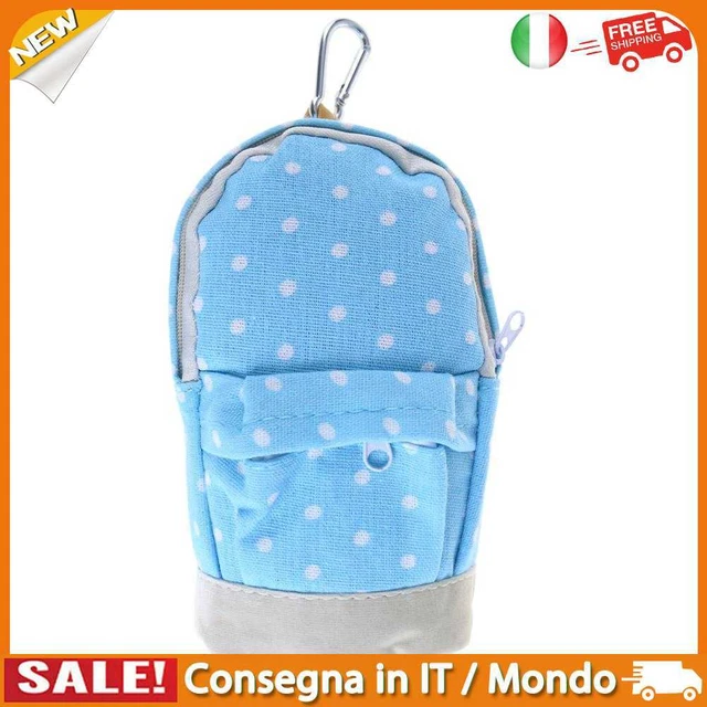 IT Korean Style Dots School Pencil Case Canvas Pen Bag Stationery Pouch(Blue)