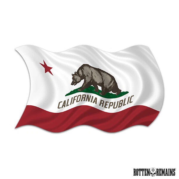 California State Waving Flag Decal CA SoCal Car Vinyl Sticker (RH) e7m