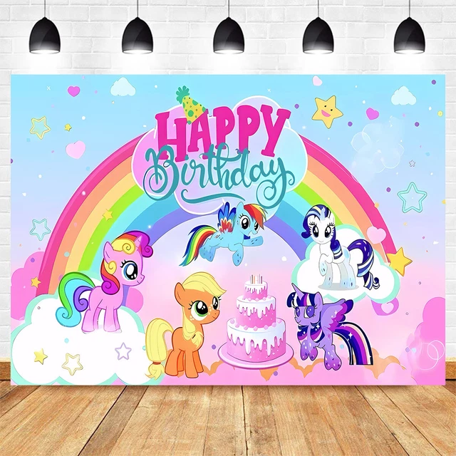 MY LITTLE PONY Happy Birthday Backdrop Photo Background Banner Party ...