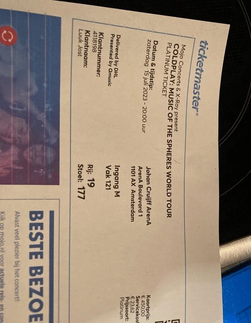 Coldplay Ticket Amsterdam 15.7.2023