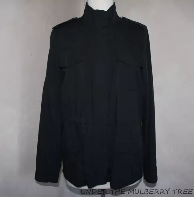 SOFT by Joie M Military Utility Jacket Zip & Snap Closure Black Lyocell Unlined