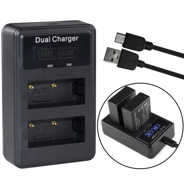 NP-W126 DUAL Battery Charger for Fujifilm X-A1 X-A2 X-E1 X-E2 1 X-M1 X-T1 X-T10