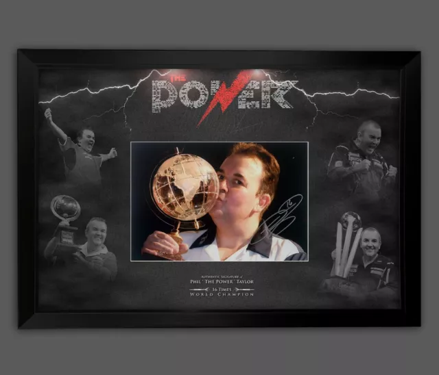 Phil Taylor Signed 12x16 Darts Photograph Framed In A Picture Mount Display : B