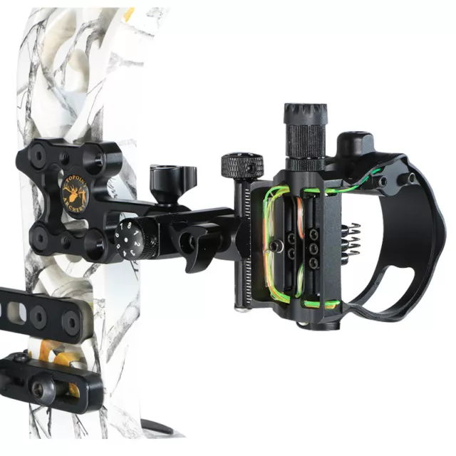 Archery Compound Bow Sight 5 Pin Long Pole Micro Adjustable Optical Fibe Hunting