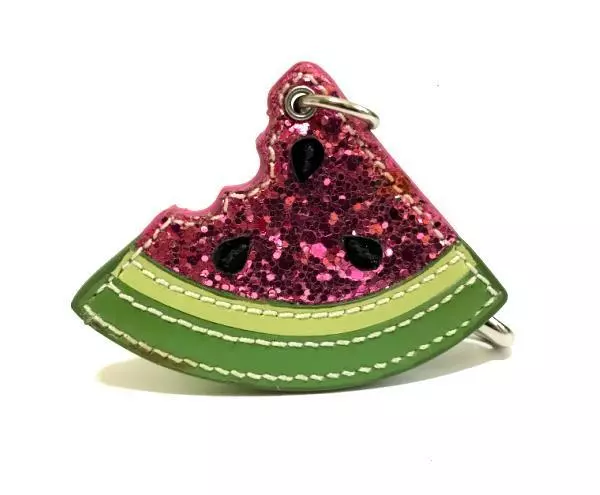 NICE Coach Green Pink Glitter Watermelon Motif Key Fob Key Chain Bag Charm WOW
